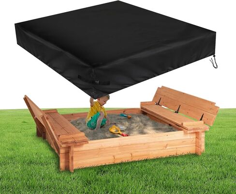 Sand Box Cover,500D Waterproof Sandbox Cover,Heavy Duty Outdoor Cover Fits 50" L x 50" W Sand Box with Lid,Wooden or Plastic Square Sandboxes-Black (Only Cover) in Kuwait