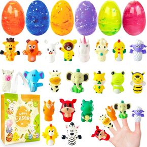24pcs بيض الرخام في عيد الفصح مع دمية الإصبع ، 1pc أكياس غير منسوجة لصالح حفل ​​عيد الفصح ، إمدادات لصيد بيض عيد الفصح ، حشو سلة/مواد حشو ، جوائز الفصول الدراسية لوازم الأطفال الصغار