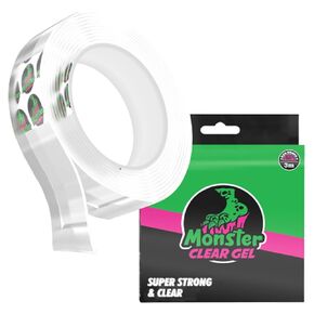 Baren Monster Clear Gel Magic Tape | شريط تصاعد | الشريط المنزلي والمكتب مزدوج الوجه | الخدمة الثقيلة | عقد قوي يصل إلى 30 رطلا | فورية وطويلة الأمد | لا توجد بقايا سهلة الإزالة | 1 × 10 قدم
