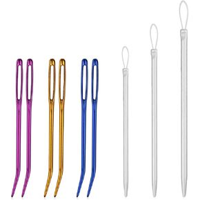 9PCS Yarn Needles Large Eye for Crochet, Stainless Steel Yarn Needles Large Eye Tapestry Wool Curved Needle with a Box Blunt Yarns Needle for Knitting
