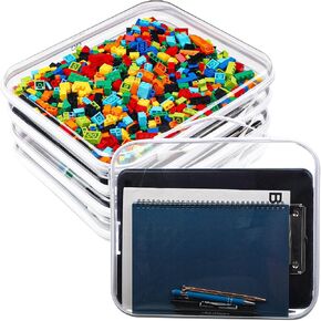 Sanwuta 4 PCS Clear Hardshell Zipper Case مع مقبض الحقائب البلاستيكية الصلبة أحذية تخزين ألعاب الشفافة للوجبات الخفيفة ، مستحضرات التجميل ، لبنات البناء ، الألغاز (9.8 × 7.9 × 2 بوصات)