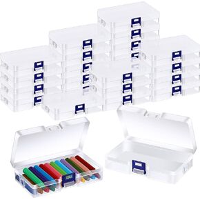 25 Pcs Plastic Crayon Box with Lid, Clear Crayon Organizer Crayon Holder Case Crayon Storage Containers for School Office Supplies Storage Organizer (25)