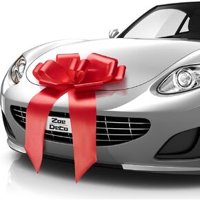 Zoe Deco - Big Car Bow - Red ، 23 بوصة - قوس السيارات العملاقة لعيد الميلاد ، عيد الميلاد ، حفل زفاف ، حفلة مفاجئة - غلاف كبير للهدية الحاضرة الضخمة