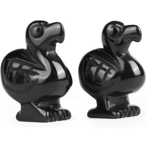 1.6" Crystal Dodo Bird Sets Ocean Jasper Stone Hand Carved Lucky Animal Figurine Home Office Birds Decor 2Pcs