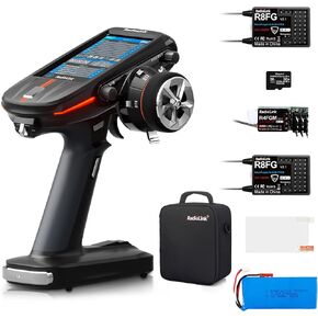 Radiolink RC8x 8 قنوات 2.4 جرام RC Transmitter ، 2*R8FG V2.1 & 1*R4FGM V2.2 مستقبلات GYRO ، 4.3 "شاشة تعمل باللمس ، وحدة تحكم عن بُعد في الجهد ، 200 طرازات لزاحف RC/CARS/CARS/BOAT