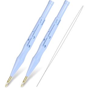 Lnngub 2 Packs Punch Needle Threader, Adjustable Punch Needle Tool Set, Versatile Embroidery Pen Threader Needle for Embroidery for DIY Stitching, Applique, and Creative Crafts(with 2 Threaders)