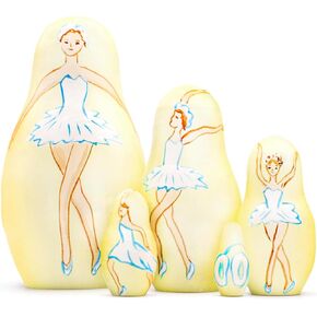 AEVVV Bolshoi Ballet Russian Bensing Dolls مجموعة 5 أجهزة كمبيوتر - هدايا راقصة الباليه - Matryoshka Ballerina Doll - Ballerina Wooden - Ballerina Decor