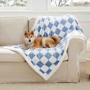 بطانية الكلب المتقلب ، بطانية Jacquard Sherpa الأزرق للكلاب الصغيرة والقطط ، بطانية طمسية جمالية رقيقة من الصوف الأليفة لحماية الأريكة قابلة للغسل ، 25 "x35"