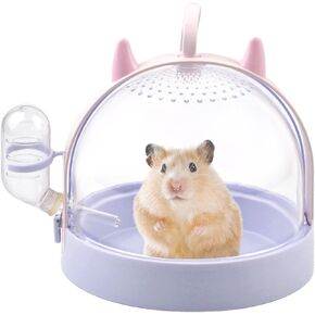 قفص الهامستر المحمول مع زجاجة ماء ، حاملة الهامستر قفص نفاذية عالية سفر حمل قفص القفص ل gerbils الفئر