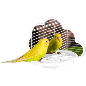 Bird Mirror with Perch Stand, Bird Toys for Parakeet Cockatiel Conure Lovebirds Finch Canaries (Green)