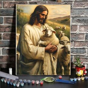 Axquilon Paint by Numbers for Adults Beginners-DIY Jesus Adult Paint by Number Kits Painting on Canvas, Christian Painting by Numbers Craft Kits for Adults 12x16 Inch