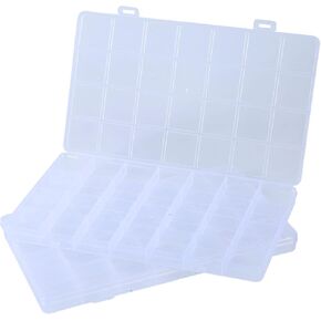 2pack 28 شبكات صناديق منظم البلاستيك ، صناديق تخزين منظمي الخرز الصافية مع فواصل ثابتة ، مربع منظمي الأكريليك للمجوهرات والخرز والأقراط الفن.