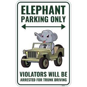 Venicor Elephant Sign Decor - 9 x 14 Inches - Aluminum - Cute Elephant Gifts for Women - Elephant Wall Decorations Art Pictures Poster Stuff
