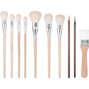 10 PCS Pottery Glaze Brushes Glazing Goat Hair Brending Brush Brush Stet Ceramic Paintbrush Brushes Underglaze Frants for Vottery Wool Art Paintbrush Tool for Oil Pottery Acrylic