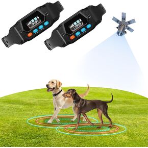 Wireless Dog Fence for 2 Dogs GPS Dog Collar Fence System with 3 Warning Modes - Range 33-9999 Yards Electric Fence for Medium Large Dogs Only Outdoor Use