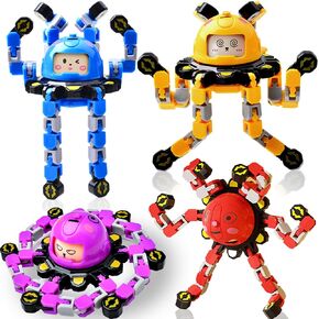 Transformable Fidget Spinners 4Pcs Fidget Toys for Kids Teens Adults Easter Basket Stuffers Toddlers Sensory Toys with Autism ADHD Gifts for Boys Girls Party Favors Travel Activities