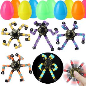 حشوات سلة عيد الفصح للأطفال ， 8pcs مضحكة ألعاب الحسية الحسية wtih prefied Easter Egge Chailable Diy Robot Spinners Fingertip Easter Fillers Hunt Game for Kids Teen Teen