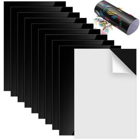Pangda 10 Pcs 8.5 x 11 Inch Flexible Steel Vinyl Magnetically Receptive Sheet Adhesive Magnetic Sheet 0.03 inch Thick Adhesive Backed Peel and Stick A4 Magnetic Sheets for Crafts Photos Kitchen Office