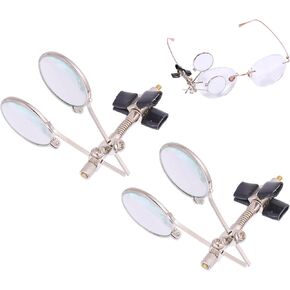 CHGCRAFT 2 PCS Jeweler's Eye Loupe Steampunk Lens Clip on Retro Handheld Glass لقراءة Hands Low Vision Map Hobby ، Clear ، 0.39x 2.36x 2.56inch