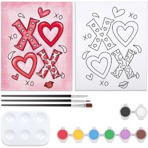 Nuberlic 8x10 Canvas Painting Kit Pre Drawn Canvas for Painting Sip and Paint for Adults Birthday Valentine's Day Gift Love Theme DIY Adult Party Favor