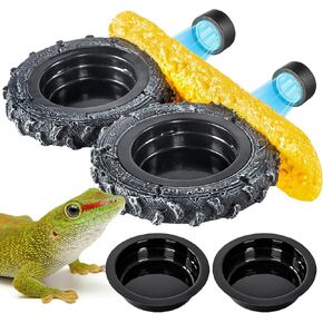 مغناطيسي Crested Crested Gecko حافة الحافة ، حافة تغذية الزواحف مع أوعية الطعام PVC ، طبق مياه الزواحف على شكل إطار ل cretted Gecko Leopard Gecko Lizard Frog Dragon in Kuwait