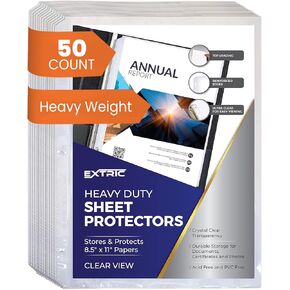 Heavy Duty Sheet Protectors for 3 Ring Binder, 50 Count Clear Page Protectors, Top Loading Plastic Sleeves 8.5 x 11 inch