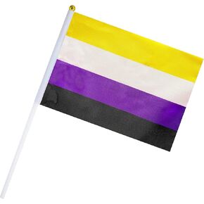 Kind Girl 50 Pack Nonbinary Rainbow Pride Flag Small Mini Flag Hand Held Flag Stick Flag USA American Rainbow Flag,Non-Binary Party Decorations Supplies for Parades,Rainbow Festival