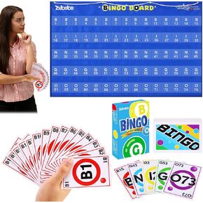 Zubebe 2 Pack Manual Bingo Masterboard Pocket Pocket مع بطاقات استدعاء Bingo Deck Deck قابلة لإعادة الاستخدام 59 × 35 ملصق Bingo Giant مع 75 جيوبًا لرقم الأسرة Bingo للبالغين مجموعات لوحات كبيرة للبالغين