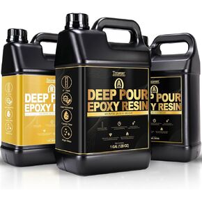 Teexpert Deep Pour Resin 3 Gallon Kit-2: 1 نسبة الوزن ، وعمق صب يصل إلى 4 بوصات ، واضحة واضحة ومتسابقًا عاليًا ، ومقاومًا للصفرة ، ومثالية لجداول النهر والمشاريع الخشبية