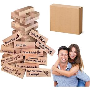 لعبة Tower Tower Lust- 48pcs Super Naughty Block Tower للأزواج البالغين ، وعصيد التراص Tower Tower Tower Clock
