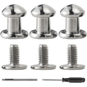 YORANYO 75 Sets 8MM Round Head Button Stud for Leather Chicago Screws Spikes and Stud Leather Rivets Screws Button Rivets for Repair and Decorate Clothing Shoes Belts Bags Dog Collars (Mixed in Box)