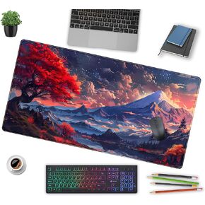 Retro اليابانية Samurai Desk Mat XXL ألعاب الماوس الكبيرة ألعاب Mousepad ، لوحة لوحة مفاتيح الكمبيوتر المحمول ، لوحة المفاتيح الممتدة وحصيرة الماوس ، جمالية DED DED PAD DICT ، 31.5x15.7 في