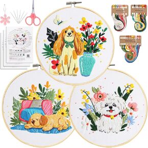 طقم التطريز Santune 3 Pack للمبتدئين ، ومجموعات Needlepoint للبالغين ، ومجموعات نقاط الإبرة مع تعليمي مختوم للفيديو ، هدايا Day Mothers