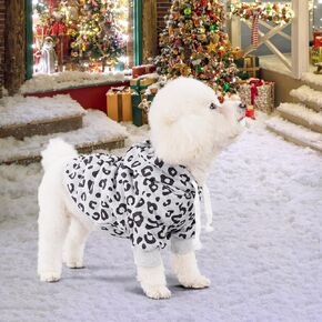 Dog Leopard Hooded Sweatshirt with Hat, Dogs Clothes Lightweight Puppy Hoodie for Small/Medium Large Dog Cat, Dogs Hoody Outfits Cat Apparel (Grey, Small)