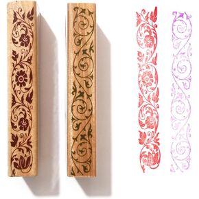 2 Pcs Wooden Stamps Set Rectangle Vintage Border Rubber Stamps for Card Making Wooden Rubber Stamps for DIY Craft Card Making Letters Diary Craft Scrapbooking
