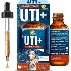 Cat & Dog UTI Treatment in Drops – Cat Urinary Tract Infection Treatment for All Pet’s Ages – Kidney Support & Bladder Care – Cranberry Supplement with Turkey Flavor – 2 Oz
