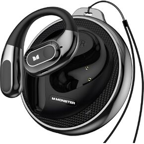 Monster AI Translation Earbuds AC330, 3-in-1 Translator Earbuds Bluetooth 5.4, Wireless Open Ear Headphones with 115 Languages Real-Time Translation, Stylish Rotating Case with Lanyard, Black