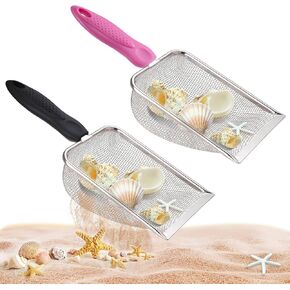 2 PCS Beach Mesh Mesh ، مجرفة شاطئية لجمع Shell ، مرشح الأطفال مرشح الرمل للأطفال الذين يلتقطون القذائف