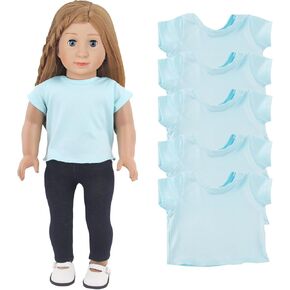 5 Pcs Doll T-Shirts for 18 Inch Dolls, Summer Outfit Doll Clothes Doll Accessories, Short Sleeved T-Shirts Classical Tee Fit for 18 Inch Doll - 5 Pcs White T-Shirts in Kuwait