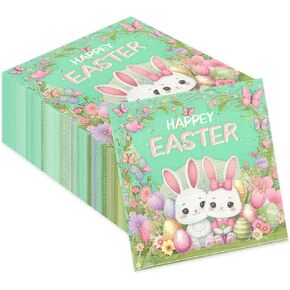 50pcs easter bunny مناديل ، وورق يمكن التخلص منها الغداء من المناديل ديكورات قابلة للتصرف في كوكتيل وجبات فائدة من منديل الاحتفالات