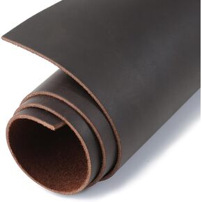 G-FAVOR Genuine Leather Sheets for Crafts Full Grain Leather Tooling Leather Square 2mm Thick Cowhide Leather for Crafting Tooling Sewing, Dark Brown, 6"x12"