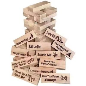 Lust Tower - Game for Couples, 48Pcs Wooden Naughty Block Tower Game, Lover's Game for Valentine's Day Night,Couples Games, Stacking Wooden Block Game for Grown Ups (1 Set)