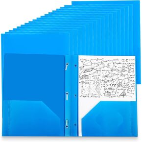 24 Pieces Plastic Folders with Pockets and Prong Folders with Prongs Plastic Folders with 2 Pockets Pocket Folders for Office, School for Students, Teachers, Office Workers