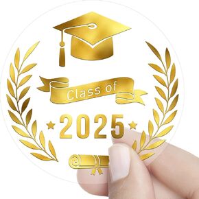 Class of 2025 Graduation Stickers, 120PCS 1.6in Gold Embossed Graduation Envelope Sticker Seals, Envelope Stickers for Grad Party Decorations, Invitations & Certificates