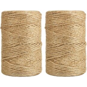 Vivifying 3mm Jute Twine, 2Pcs × 328 Feet Strong Natural Garden Twine for Climbing Plants, Tomatoes, Crafts, Gift Wrapping and Decoration (Brown)