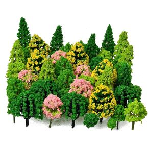 Model Trees for Diorama Small, Model Trees for Crafts, Mixed Plants for Land Scapes, 55 Pcs Artificial Mini Trees for Cake Decorations, Fairy Garden and Train Scenery