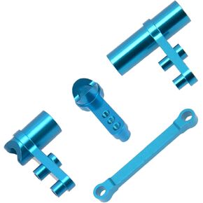 Aluminum Steering Servo Saver Complete Ackerman Plate Upgrade Parts 102057 Compatible with Redcat Volcano Epx HSP Exceed 1/10 RC Truck Buggy Car (Blue)
