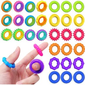 Fidget Rings Bulk for Classroom: 12 Pack Finger Spinner Rings and 18 Pack Fidget Rings