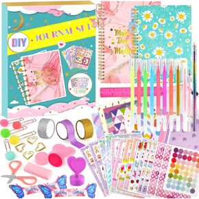 2 حزمة DIY Journal Kit for Girls ، Journal for Teen Girls Ages من 8 إلى 12 ، قرطاسية مع ملصقات ، سجلات القصاصات ومستلزمات اليوميات ، مجموعة الحرف الفنية للطفل عيد ميلاد هدية عيد الميلاد لفتاة من 8 إلى 12 سنة