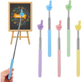 5 Pack Retractable Pointer Stick for Classroom Teacher Finger Stick Ideal for Teachers and Kids Reading Retractable Hand Shape Pointer in Pink Blue Green Yellow Purple